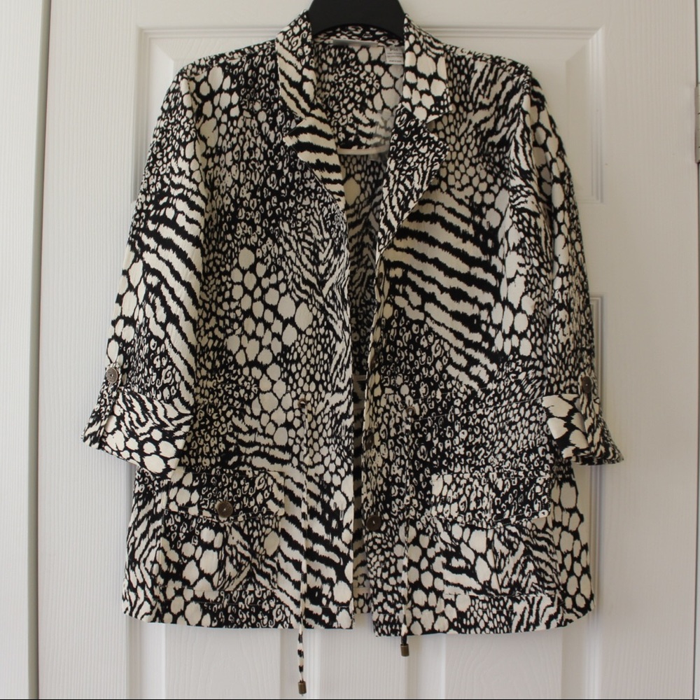 Cali and York | Cream & Black Animal Print Utility Jacket